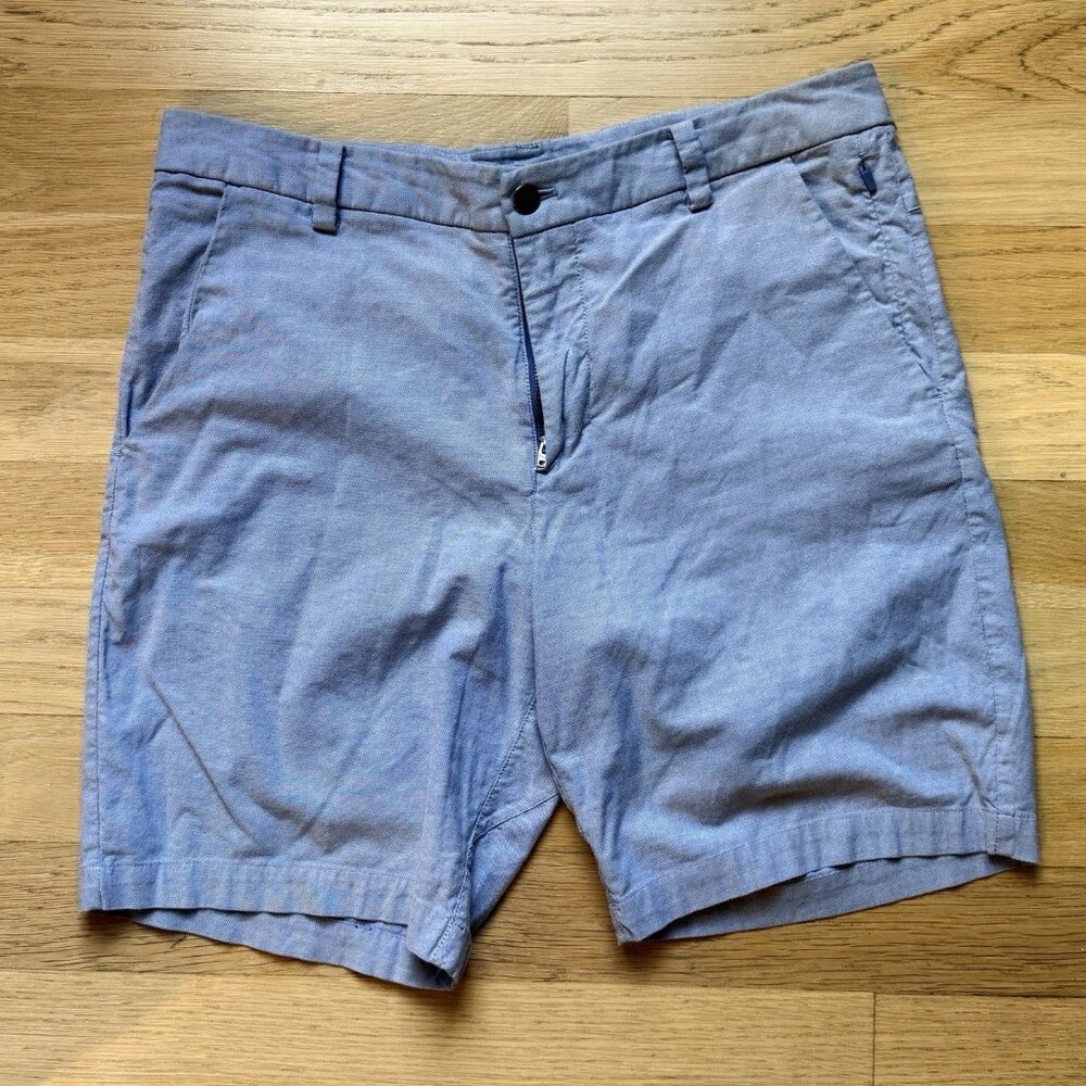Mens Lululemon Shorts 33 Commission Qwick Oxford Oasis Blue 9" Inseam Casual